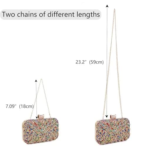 Milisente Clutch Purses for Women Crystal Gemstone Evening Bag Wedding Prom | Glamorous, Compact, Detachable Chain thumbnail 7