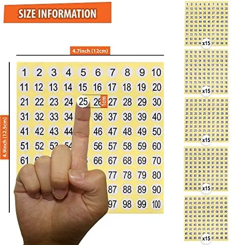 IFAMIO Number Stickers 1-500 | 7500 Self-Adhesive Small Round Labels for Organizing thumbnail 2
