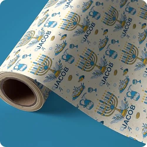 Wrap Crafters Personalized Hanukkah Star of David Gift Wrap | 24"x144" Ivory Festive Paper thumbnail 9
