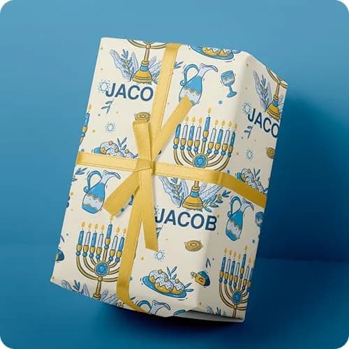 Wrap Crafters Personalized Hanukkah Star of David Gift Wrap | 24"x144" Ivory Festive Paper thumbnail 5