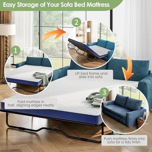 Wellynap 4 Inch Gel Memory Foam Sofa Mattress Queen Size 72 x 58 Inches | Removable Cover for Guest & RV Use thumbnail 6