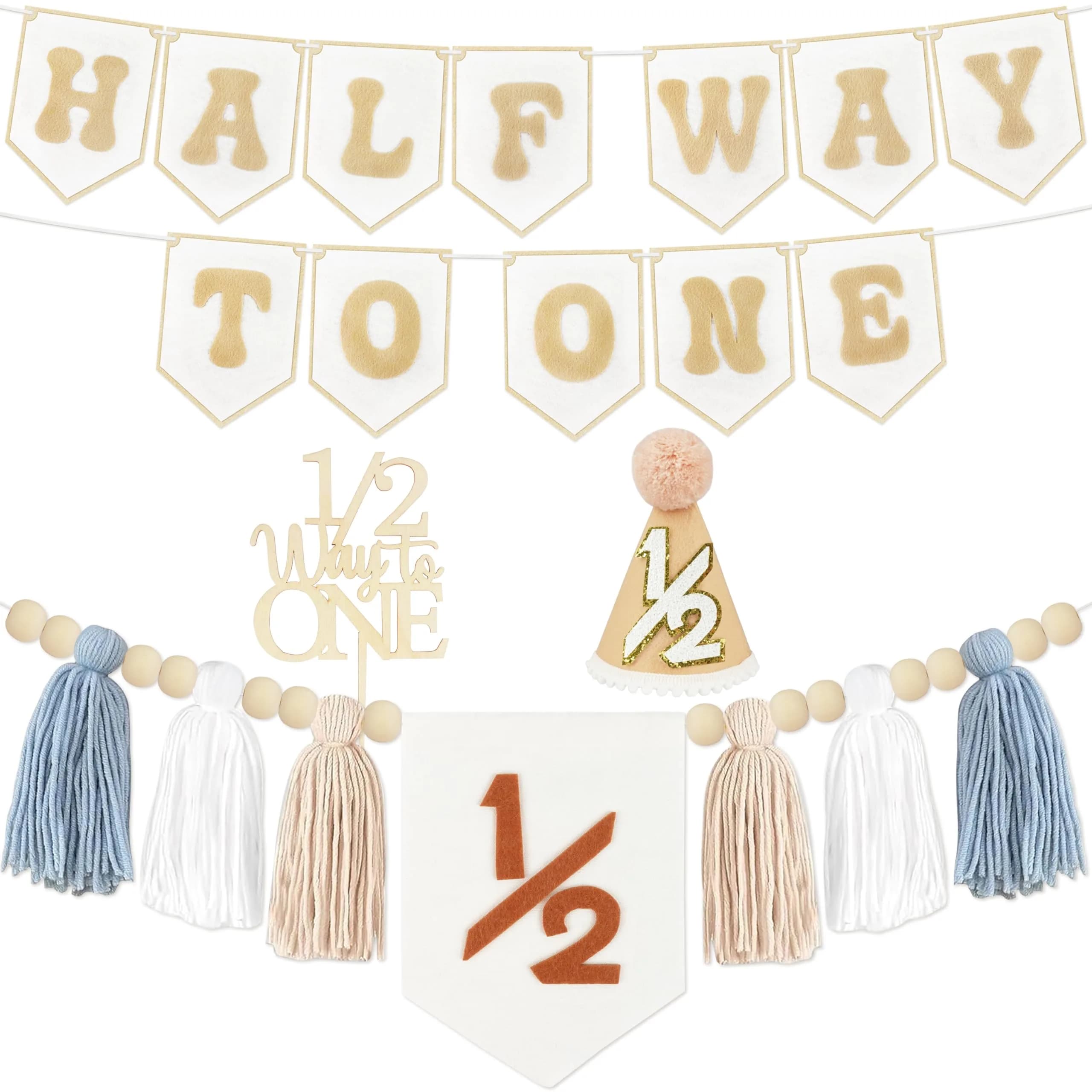 THAWAY 1/2 Birthday Boy Half Birthday Decorations - Green | Milestone Milestone Milestone - main product image