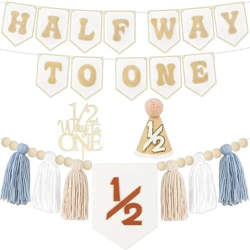 THAWAY 1/2 Birthday Boy Half Birthday Decorations - Green | Milestone Milestone Milestone thumbnail 1