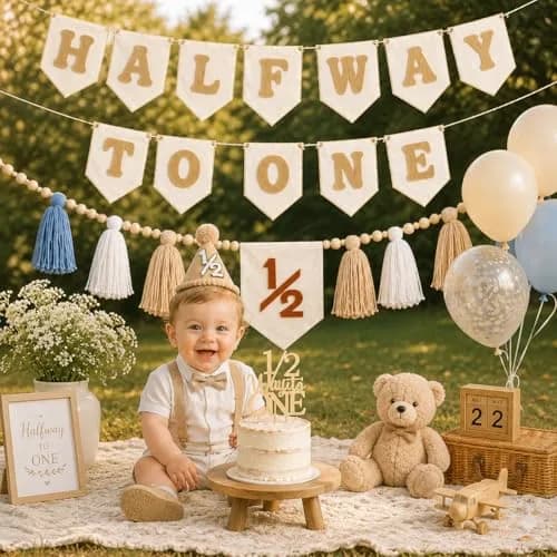 THAWAY 1/2 Birthday Boy Half Birthday Decorations - Green | Milestone Milestone Milestone thumbnail 4