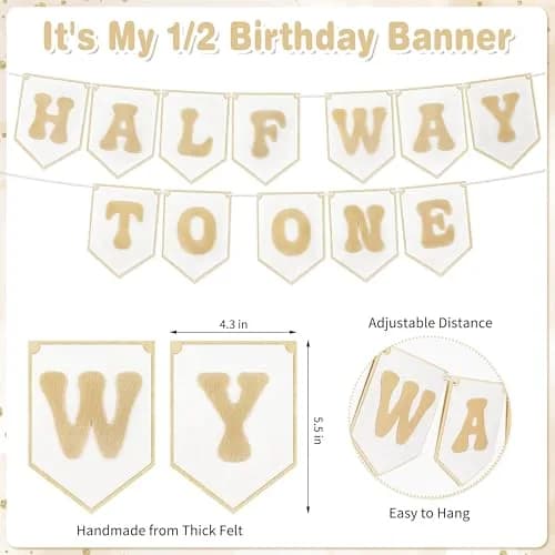 THAWAY 1/2 Birthday Boy Half Birthday Decorations - Green | Milestone Milestone Milestone thumbnail 5