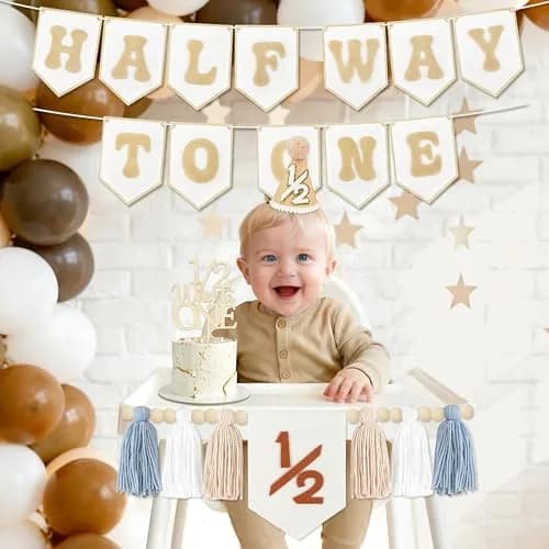 THAWAY 1/2 Birthday Boy Half Birthday Decorations - Green | Milestone Milestone Milestone thumbnail 8