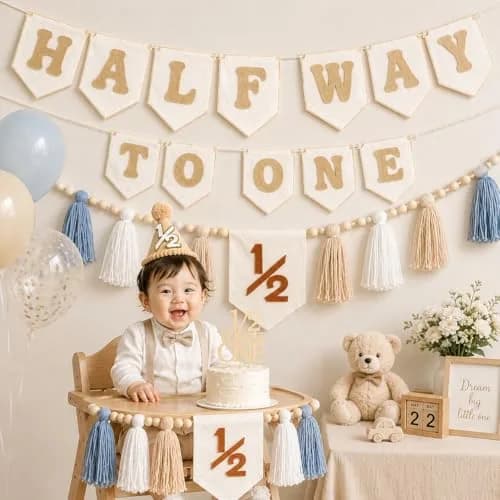 THAWAY 1/2 Birthday Boy Half Birthday Decorations - Green | Milestone Milestone Milestone thumbnail 9