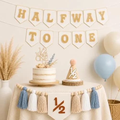 THAWAY 1/2 Birthday Boy Half Birthday Decorations - Green | Milestone Milestone Milestone thumbnail 2
