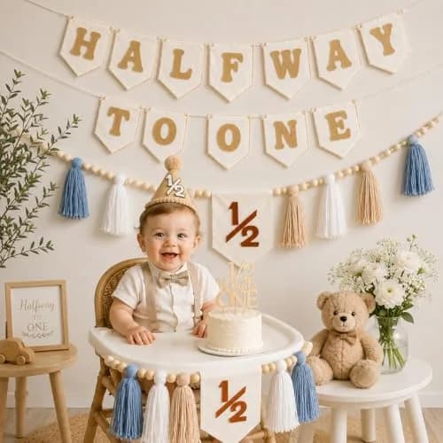 THAWAY 1/2 Birthday Boy Half Birthday Decorations - Green | Milestone Milestone Milestone thumbnail 3