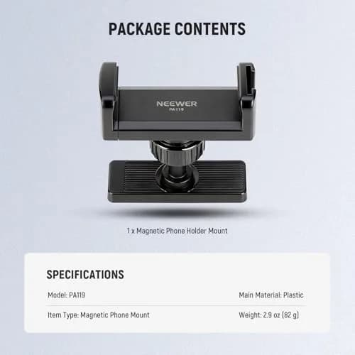 NEEWER Magnetic Phone Holder Mount Stand with 360° Rotation & Desktop Stand, Black | Secure Gym & Home Use thumbnail 8