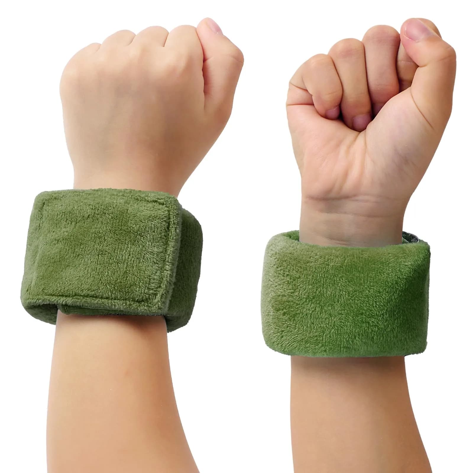 JXM Sensory Weighted Bracelets for Kids (2-Pack, 115g Each) | Deep Pressure Input for Focus & Stability — Olive green