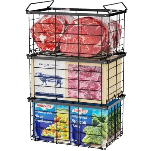 iSPECLE Chest Freezer Organizer Baskets - 3 Pack Black | Fits 5-7 Cu.Ft Freezers thumbnail 1