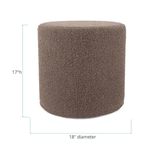 Howard Elliott Collection No-Tip Cylinder Round Ottoman – 17" x 17" – Multi-Use Footstool, Side Table or Seat, Polyester Cover, Chocolate Brown thumbnail 8