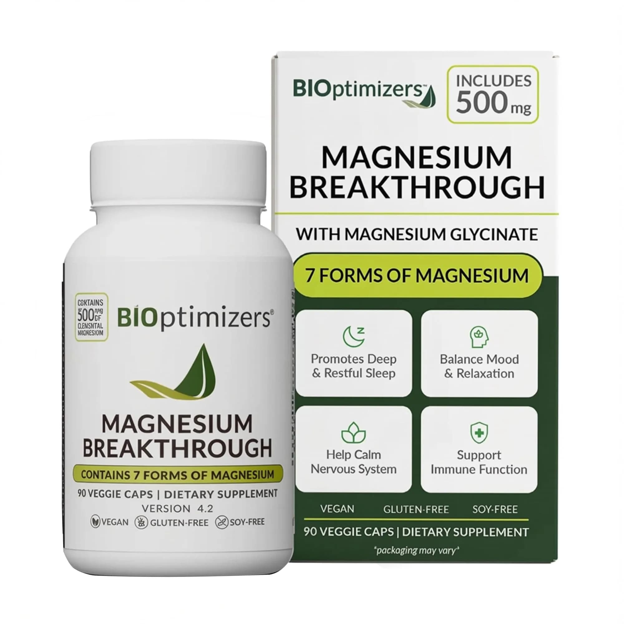 BIOptimizers Magnesium Breakthrough 500mg 7 Forms of Magnesium Capsules | Supports Sleep & Cognitive Function - main product image