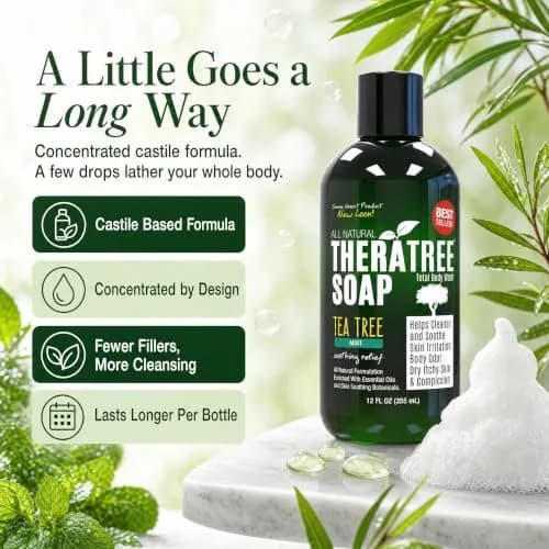 Oleavine TheraTree Tea Tree Oil Body Wash & Foot Wash - Mint - Natural Cleansing Gel for Daily Skin & Body Care - Soothing & Refreshing Formula for Men & Women, 12 Fl Oz (2 Pack) thumbnail 5