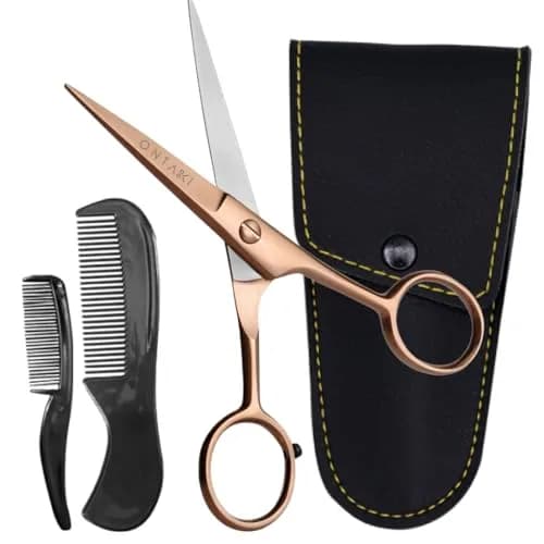 Ontaki 5" Beard & Mustache Scissor with Combs & Case | German Steel Precision Grooming Tool thumbnail 1