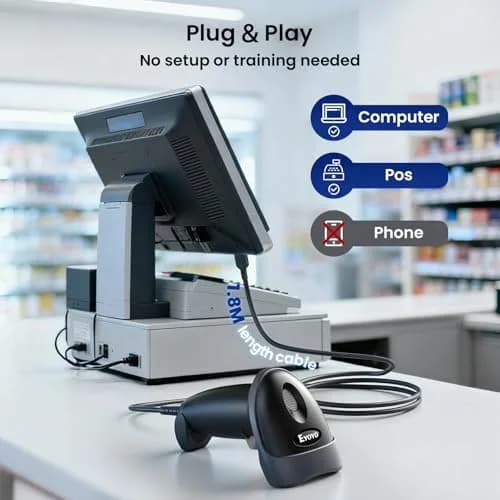 Eyoyo EY-H2 USB Handheld 2D QR Code Scanner 8.3cm (3.27in) | Plug and Play Barcode Reader thumbnail 8