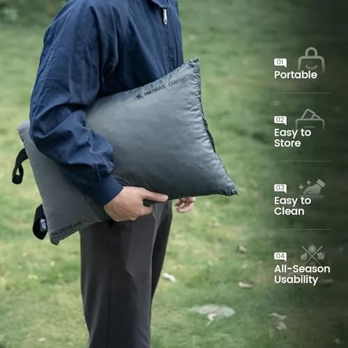 ONETIGRIS Wilddream Camping Pillow, Shredded Memory Foam, Compact 48cm (18.4") x 34cm (13.4") x 15cm (5.9") | All-Season Comfort for Backpacking & Travel thumbnail 9