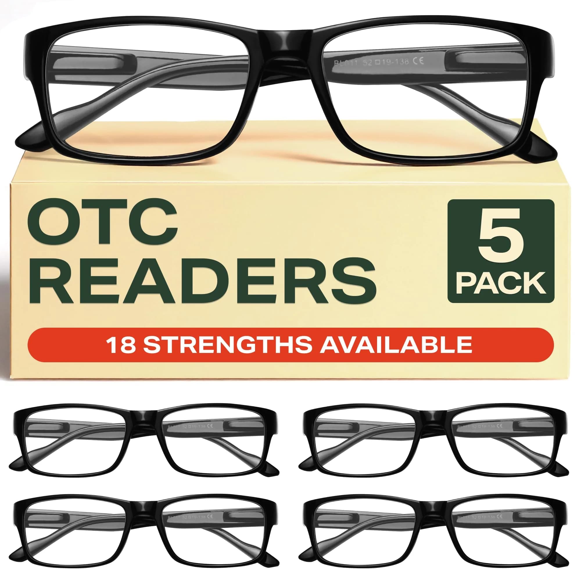 Gaoye 3.25 Reading Glasses 5-Pack | Blue Light Protection for All-Day Computer Use