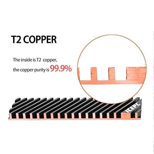 icepc M.2 Heatsink for PS5 PCI-E NVME SSD 2280 Graphene Copper Heat Sink 70x20mm | High Performance SSD Cooler thumbnail 2