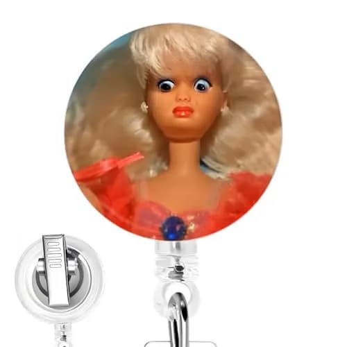 Limeloot Blonde Cringe Doll Nurse Badge Reel | Retractable ID Holder with 34" Cord & Swivel Clip thumbnail 1