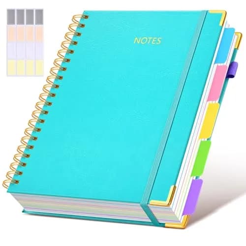 dilitego Hardcover Spiral Notebook with Removable Dividers, 300 Pages A5 College Ruled, 100GSM Paper, Blue | Smooth Ink Flow Acid-Free Paper — Blue / 6.2"x8.2"