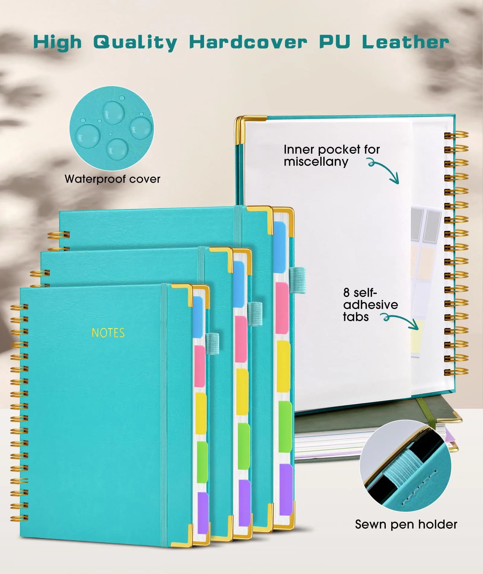 dilitego Hardcover Spiral Notebook with Removable Dividers, 300 Pages A5 College Ruled, 100GSM Paper, Blue | Smooth Ink Flow Acid-Free Paper