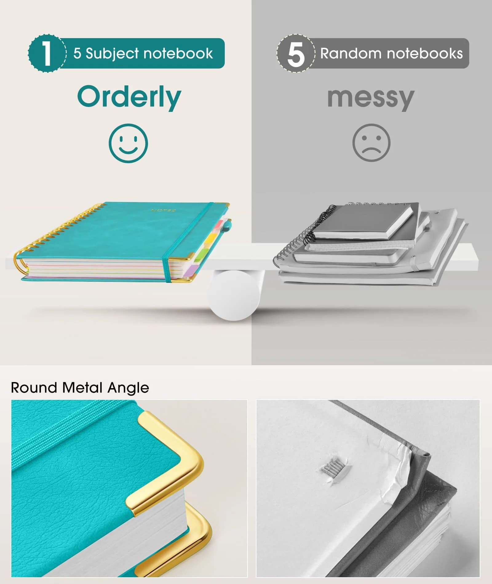 dilitego Hardcover Spiral Notebook with Removable Dividers, 300 Pages A5 College Ruled, 100GSM Paper, Blue | Smooth Ink Flow Acid-Free Paper thumbnail 4