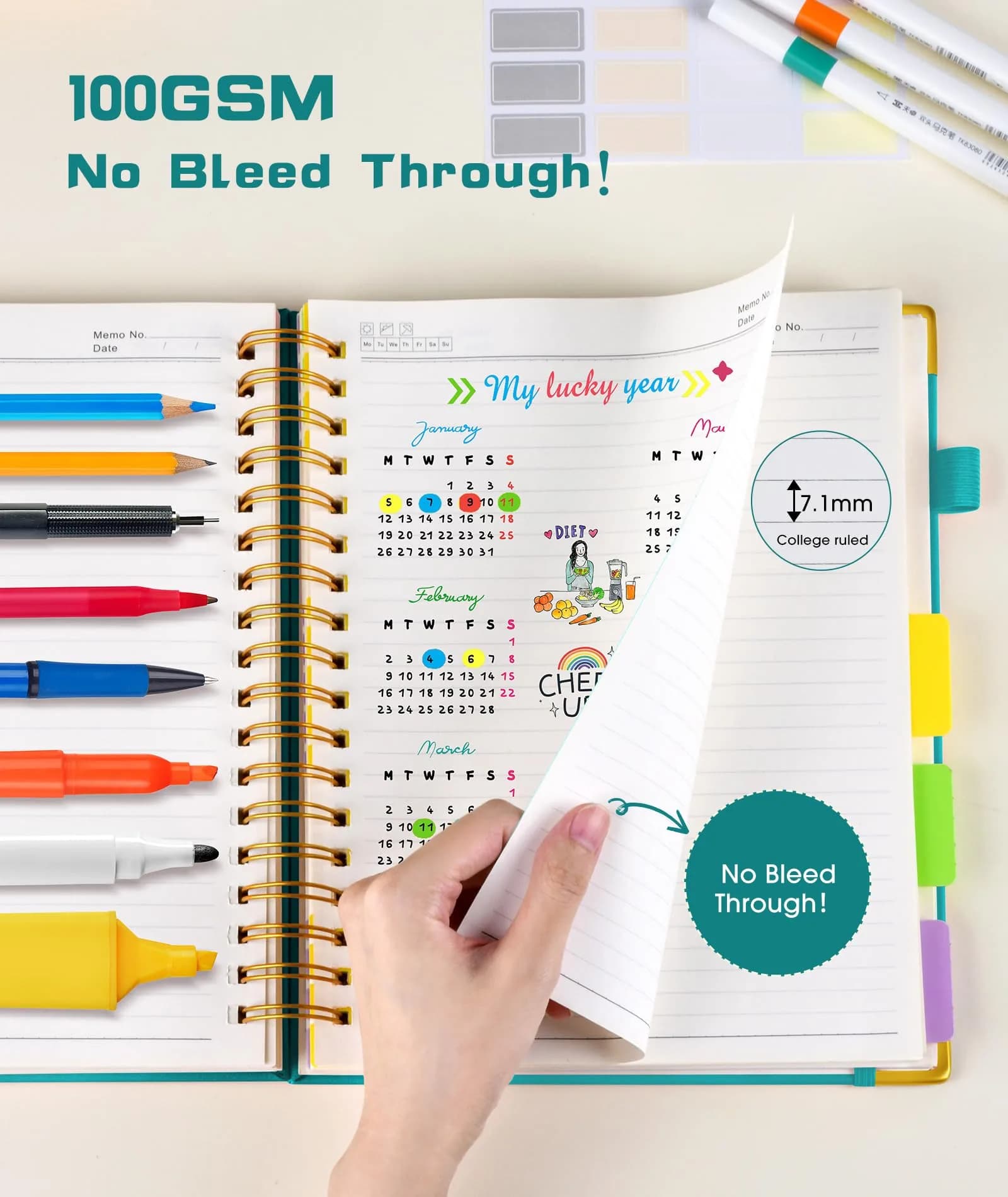 dilitego Hardcover Spiral Notebook with Removable Dividers, 300 Pages A5 College Ruled, 100GSM Paper, Blue | Smooth Ink Flow Acid-Free Paper thumbnail 5