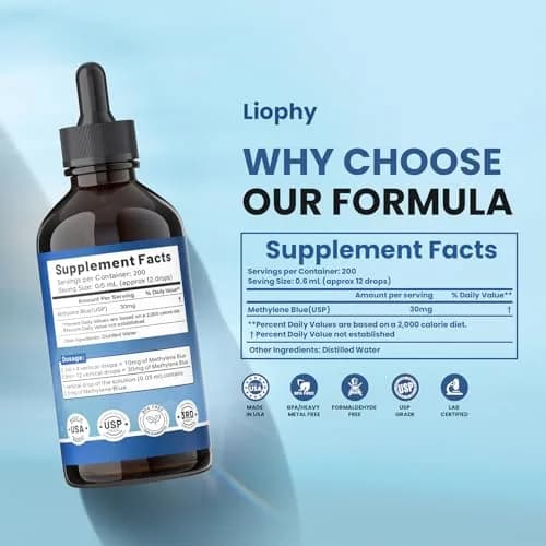 Liophy Methylene Blue Pharmaceutical Grade 5% Drops 120 mL (4.06 Fl Oz) | High Purity 99.99% for Humans thumbnail 4