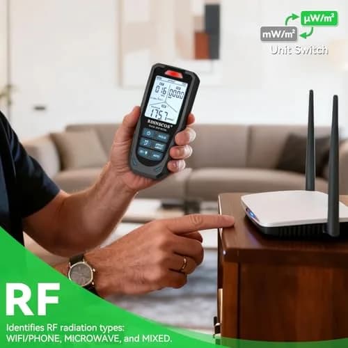 RDINSCOS 3-in-1 EMF Detector Rechargeable EMF Meter with 10GHz RF Detection | Measures Electric, Magnetic, RF Fields thumbnail 3