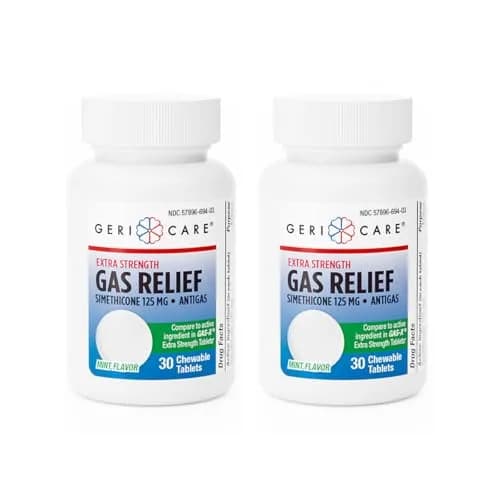 GeriCare Chewable Extra Strength Gas Relief Simethicone 125mg | Fast-Acting Digestive Gas Bloating Relief (70-120 chars) thumbnail 1