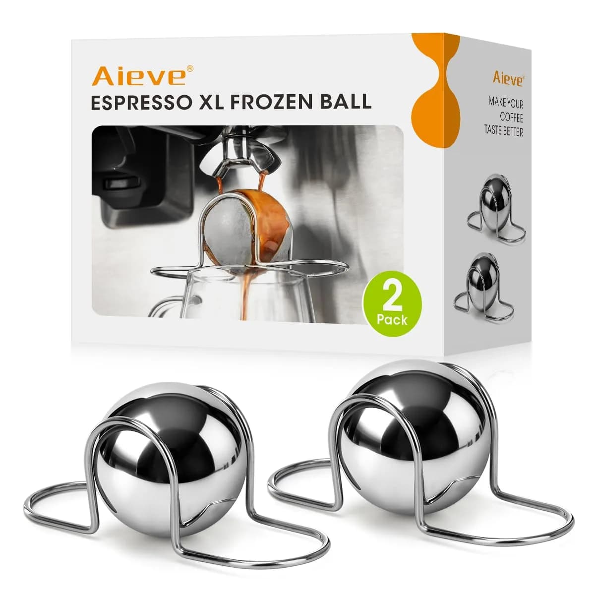AIEVE XL Espresso Cooling Ball 2 Pack | Rapidly Chills Espresso for Smoother Taste