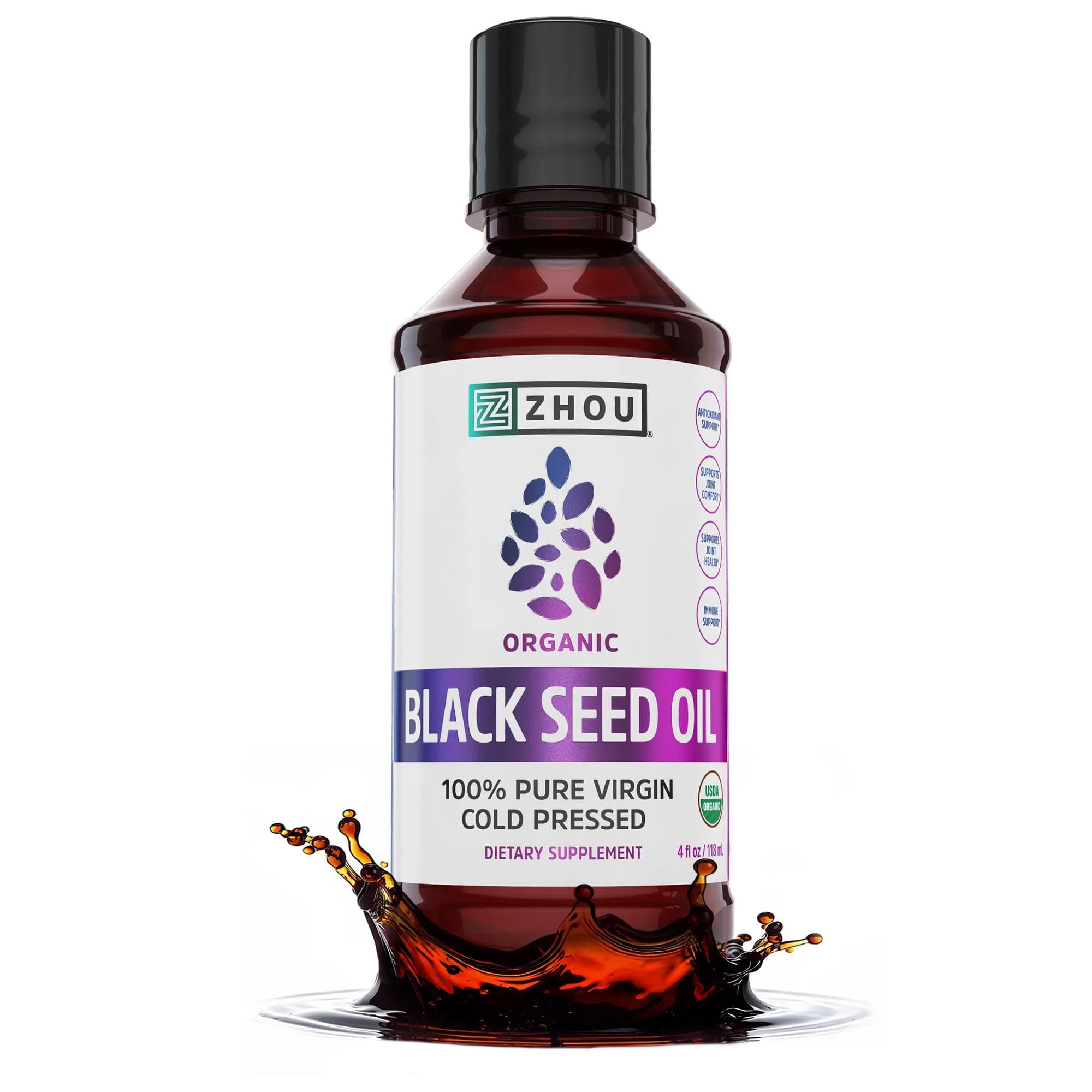 ZHOU Black Seed Oil Liquid 8 Fl Oz — 4 Fl Oz