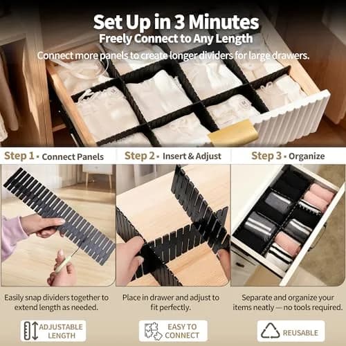 Bofoho Adjustable Drawer Dividers 32 Pack | Cut-to-Fit DIY Organizers for Kitchen & Closet thumbnail 4