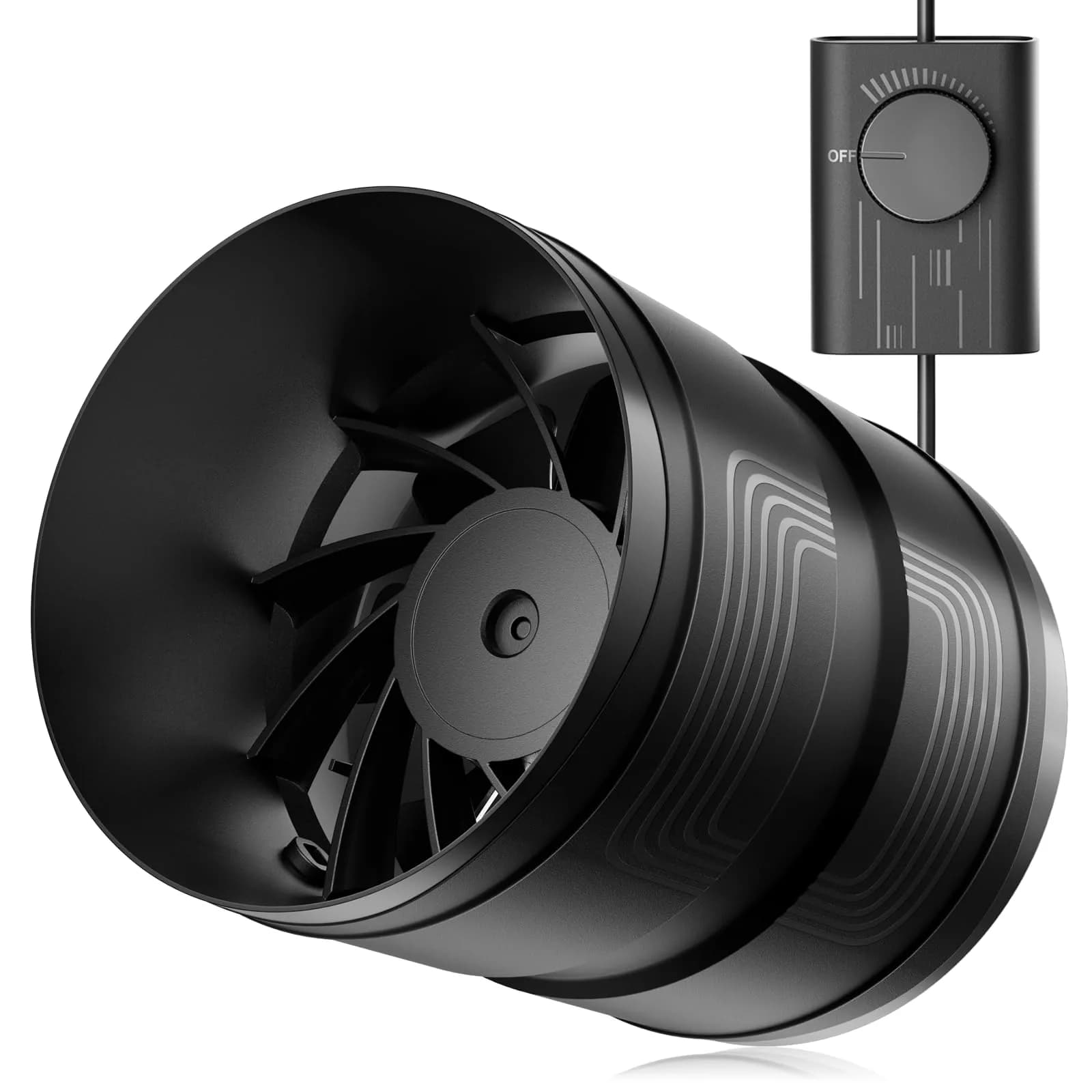 Hon&Guan 6 Inch Inline Duct Fan with Controller - 345 CFM Airflow, 19.2W, 32 dBA | Low Noise Ventilation for Grow Rooms & Bathrooms — 6 in