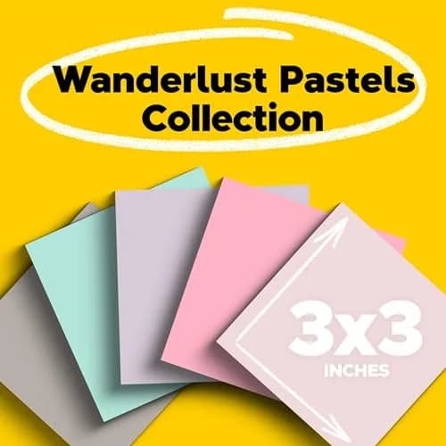 Post-it Super Sticky Notes Wanderlust Pastels Collection 3x3 in, 70 Sheets/Pad, 24 Pads | 2X Sticking Power, Recycled Paper thumbnail 2