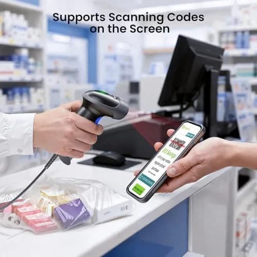 Eyoyo EY-H2 USB Handheld 2D QR Code Scanner 1.8m Cable | Scans Paper & Screen Barcodes thumbnail 4