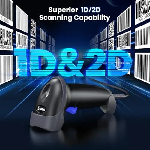 Eyoyo EY-H2 USB Handheld 2D QR Code Scanner 1.8m Cable | Scans Paper & Screen Barcodes thumbnail 6