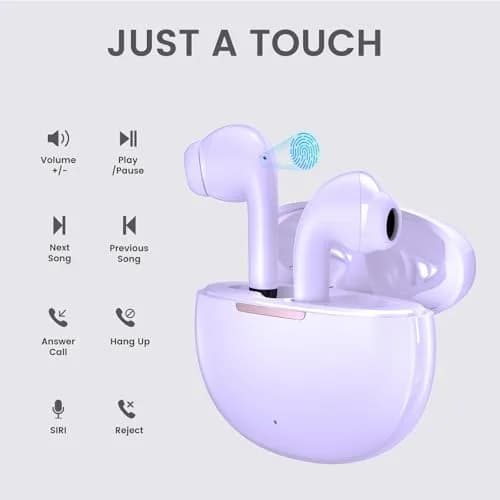 yobola Wireless Earbuds for Samsung Galaxy Ultra Comfort Bluetooth 5.4 Headphones, Purple, IPX7 Waterproof thumbnail 4