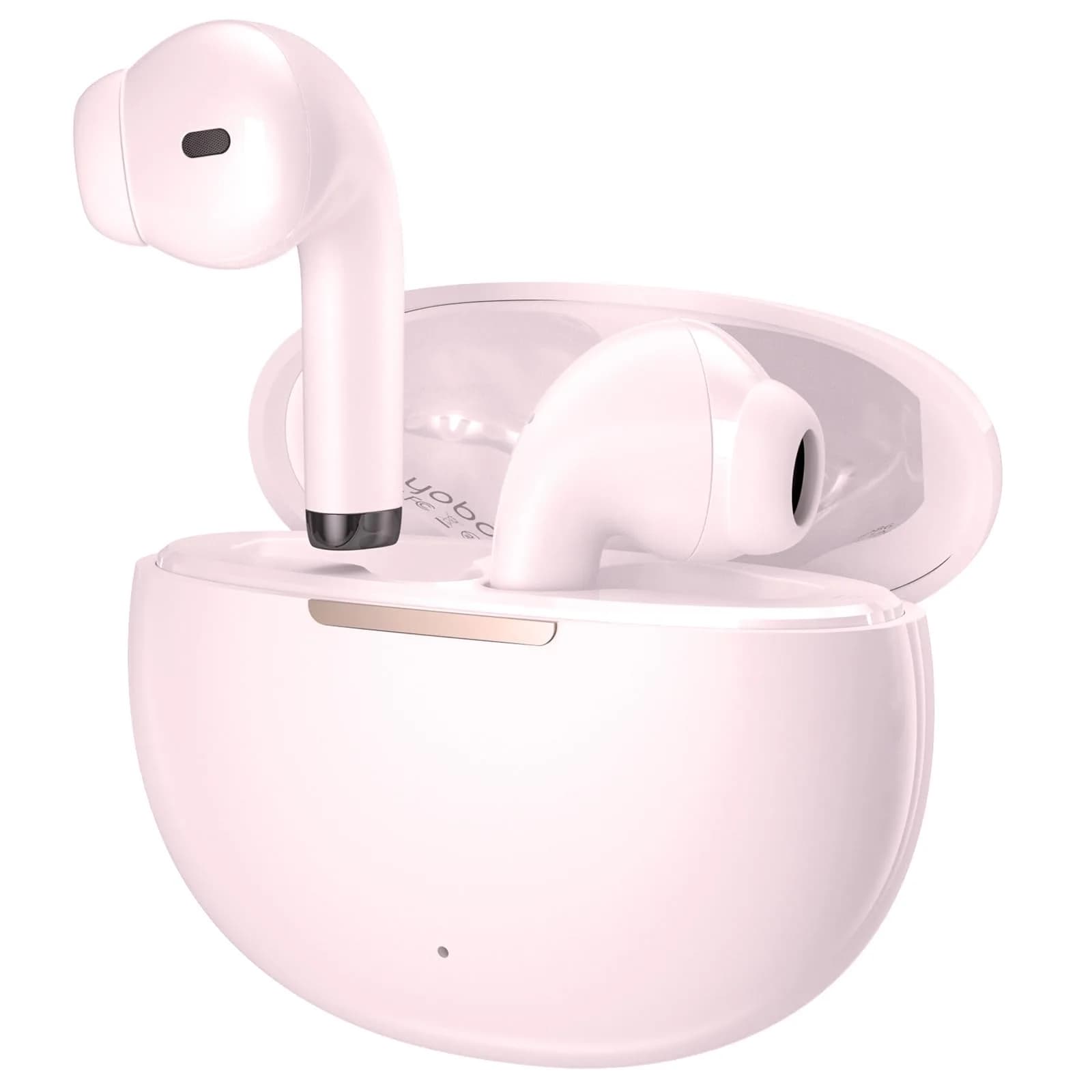 yobola T9 True Wireless Earbuds Bluetooth 5.0 Headphones with Charging Case, Deep Bass, IPX5 Waterproof, White (40g) — Pink / M