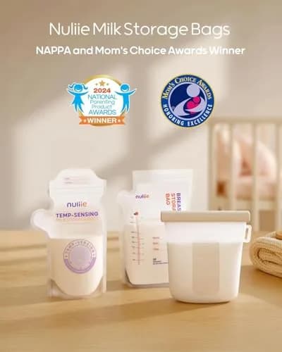Nuliie Temp-Sensing Breastmilk Storage Bags 100 Count | 180ml (6oz) Freezer Safe Bags with Locking Clip & Pour Spout thumbnail 2