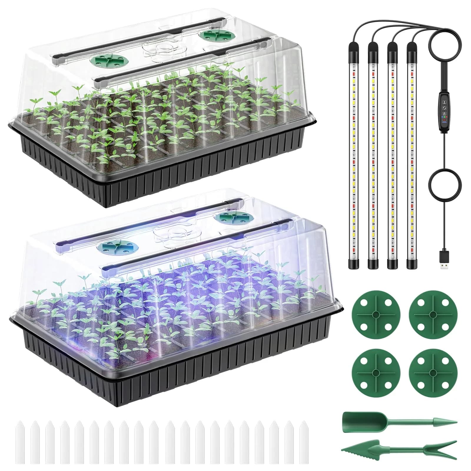 Pawfly Seed Starter Trays 80 Cells | Reusable Germination Kit with Grow Light & Humidity Dome — 80 Cells