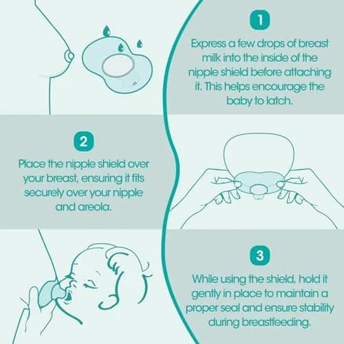 Cheri Baby Nipple Shield for Breastfeeding with Difficulty Sucking or Flat or Inverted Nipples, 2 Pair with Carrying Case, L-24mm thumbnail 4