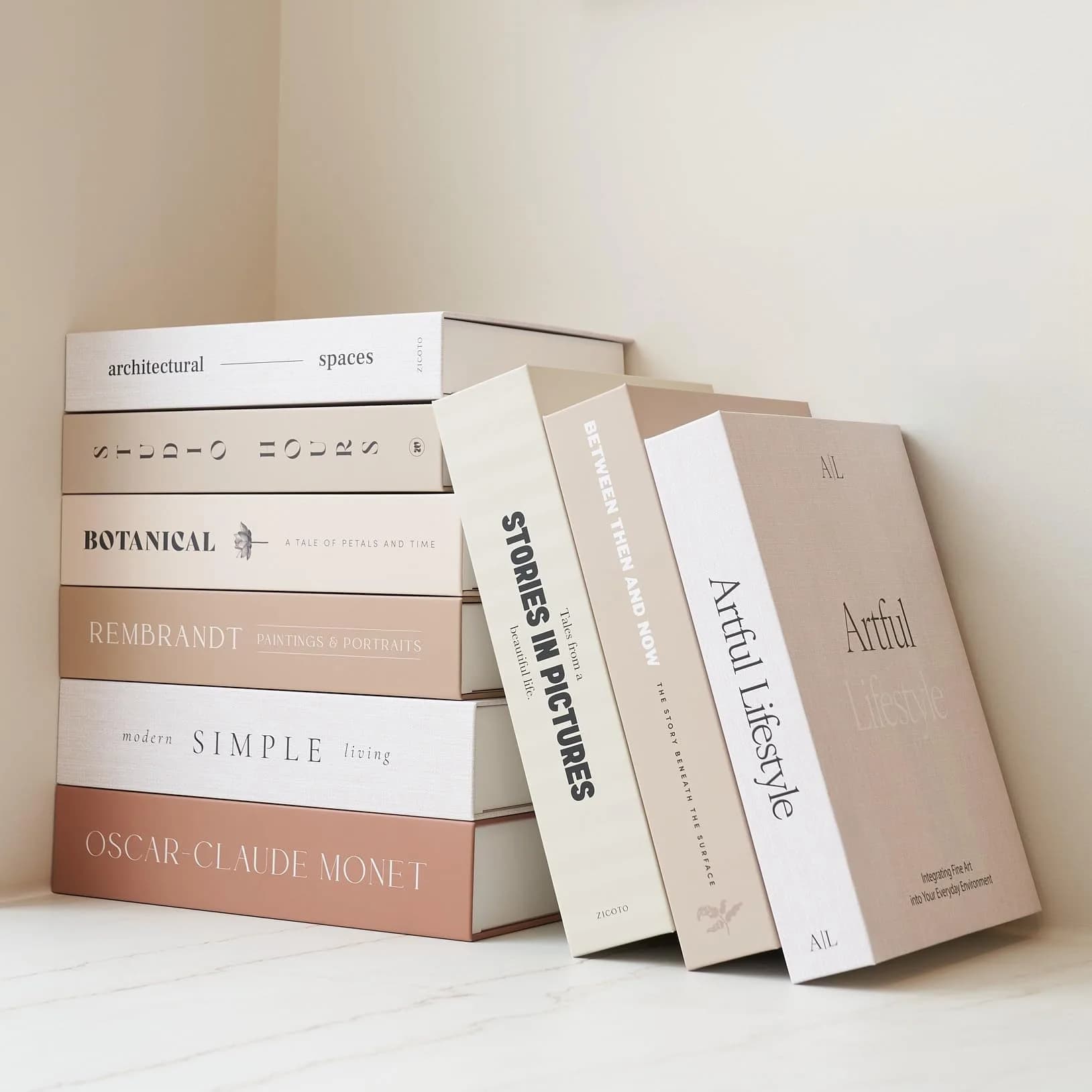 ZICOTO Decorative Books Set of 9 | 24cm (9.37in) Length | Faux Books for Coffee Table Decor - main product image