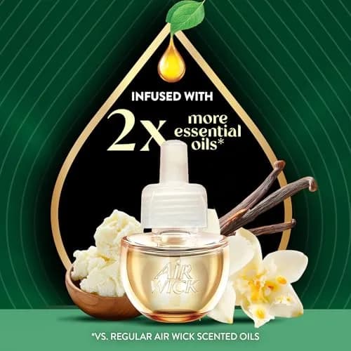 Air Wick Vibrant Plug In Scented Oil Refills Sweet Vanilla & Shea Butter 2.69ml (0.67 Fl Oz) 4-Pack | Infused with 2x More Essential Oils thumbnail 4