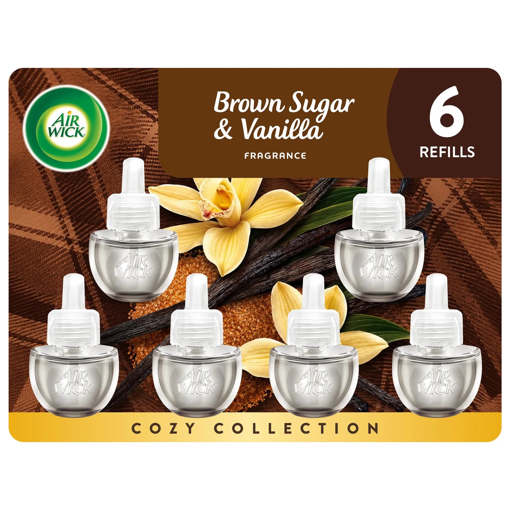 Air Wick Plug-In Scented Oil Refills Brown Sugar and Vanilla 6 Count (120ml / 4.02 Fl Oz) | Long-Lasting Fragrance - main product image