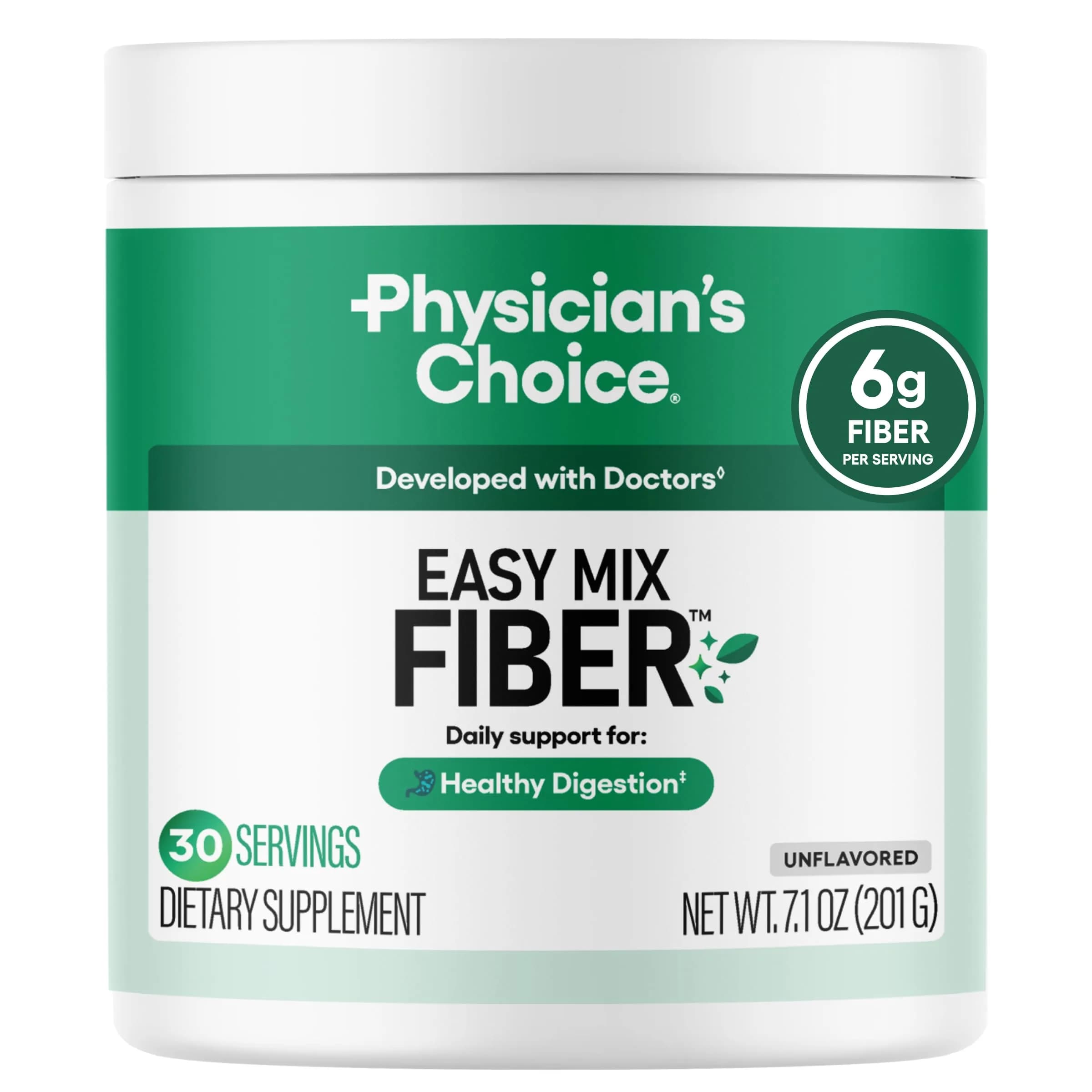 Physician's CHOICE Easy Mix Fiber Powder 216ml (7.1oz) | Sugar-Free Prebiotic Fiber for Digestive Health