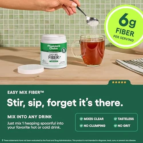 Physician's CHOICE Easy Mix Fiber Powder 216ml (7.1oz) | Sugar-Free Prebiotic Fiber for Digestive Health thumbnail 4