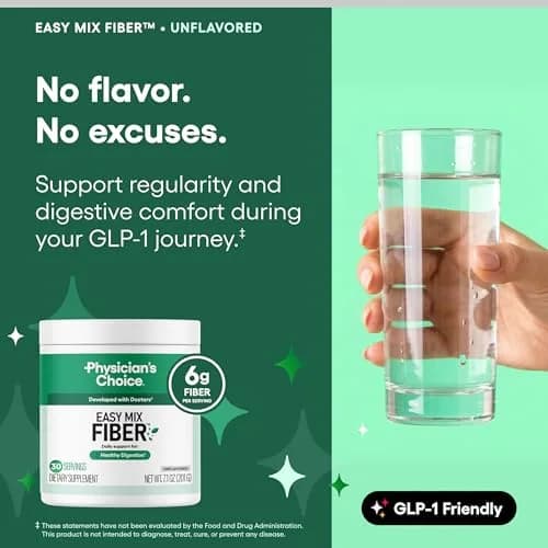 Physician's CHOICE Easy Mix Fiber Powder 216ml (7.1oz) | Sugar-Free Prebiotic Fiber for Digestive Health thumbnail 3